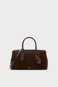 Chocolate and Tobacco Suede and Leather Medium Satchel