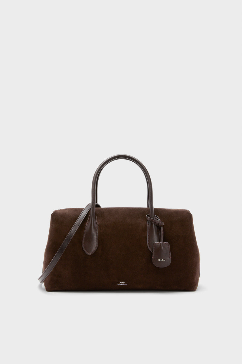 Chocolate and Tobacco Suede and Leather Medium Satchel