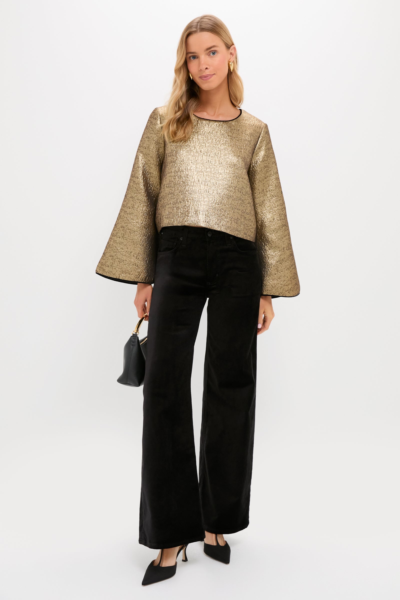 Gold Textured Jacquard Maxine Top