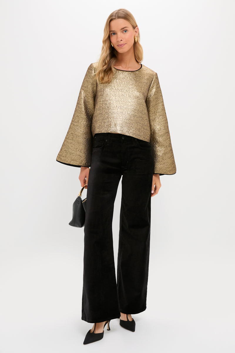 Gold Textured Jacquard Maxine Top