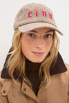 Taupe with Red Embroidered Ciao Wool Baseball Hat
