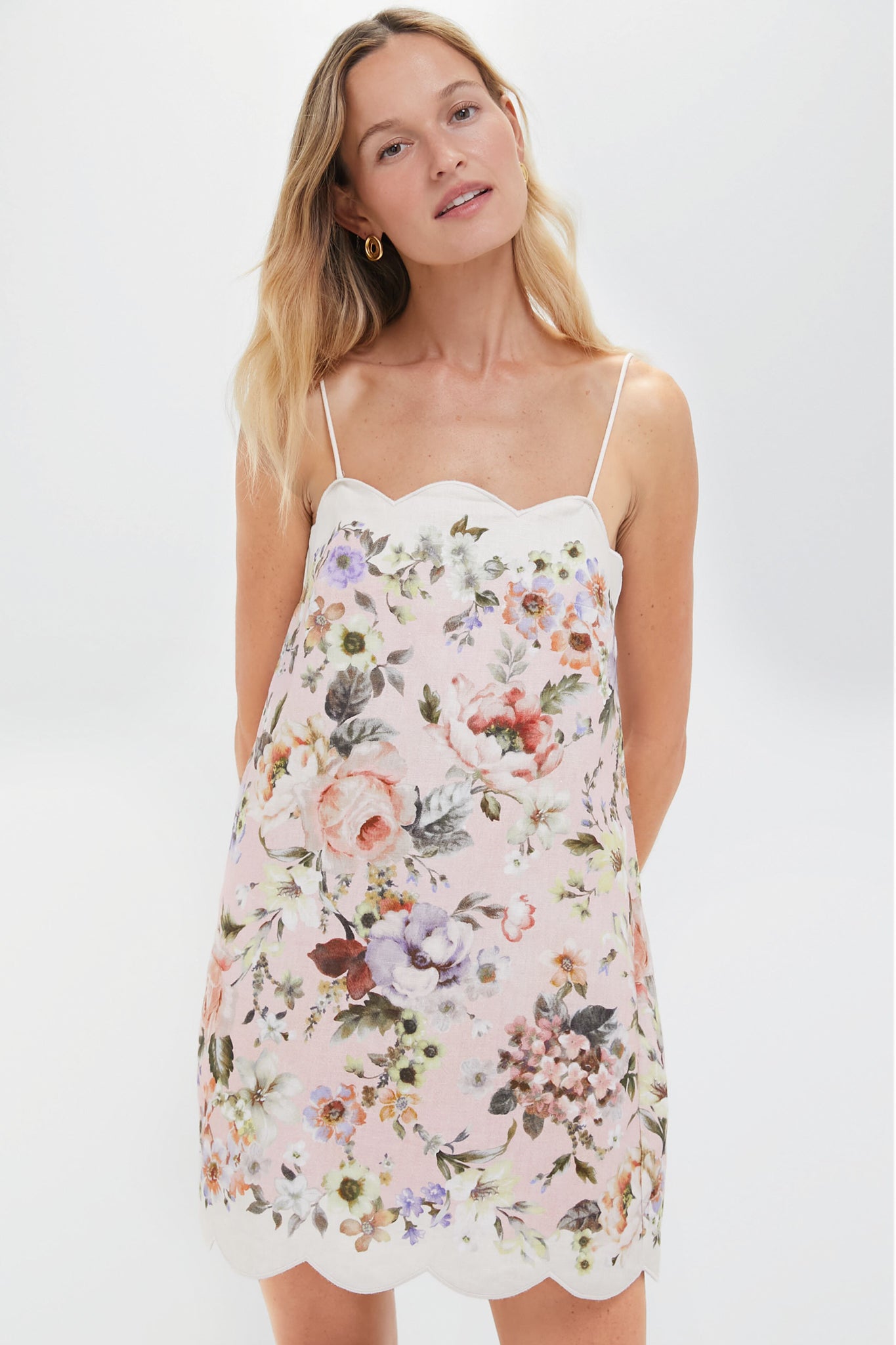 Pink Floral Acacia Scallop Mini Dress Zimmermann