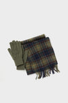 Classic Olive Tartan And Scarf Glove Gift Set