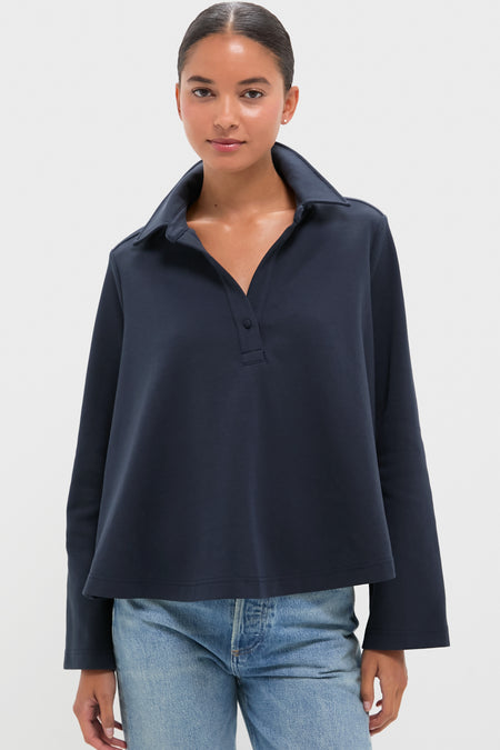 Navy Carlyn Long Sleeve Polo