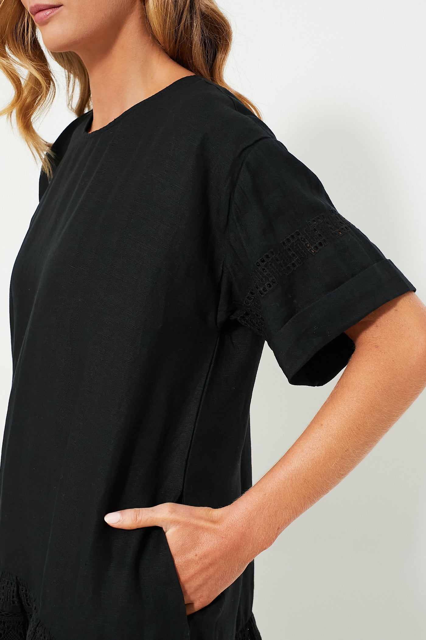black tunic dress short sleeve Exclusive Black Rosina Embroidery Short Sleeve Tunic Dress
