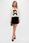 Cream & Black Velvet Bows Bess Cardigan