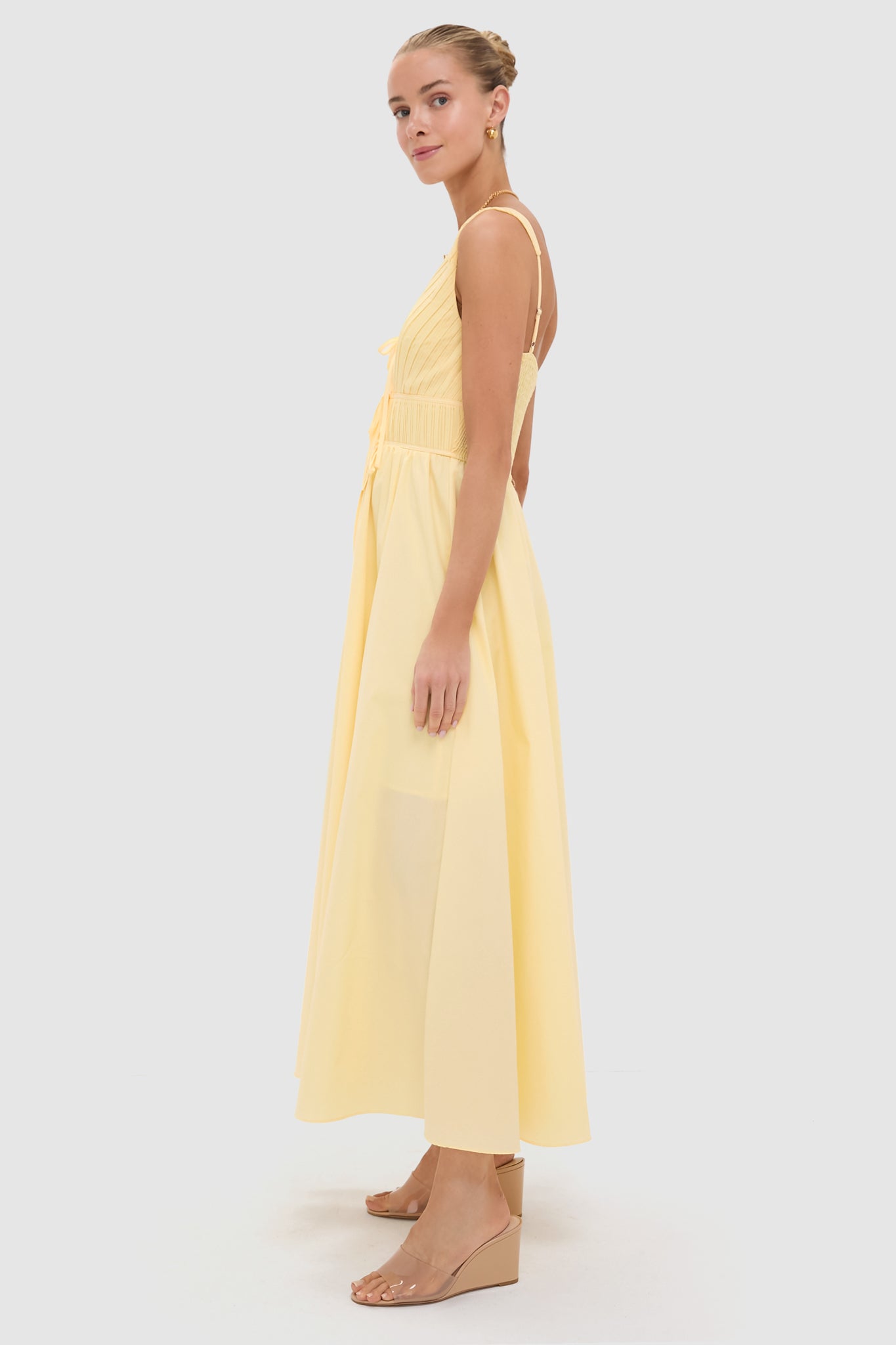 Light Yellow V-Neck Maxi Dress | Moon River Light Yellow V-Neck Maxi Dress | Moon River