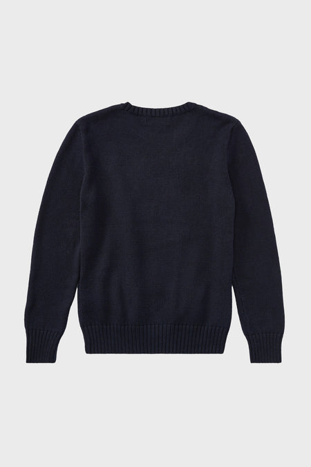 Boys Long-Sleeve Flag Bear Crewneck Sweater