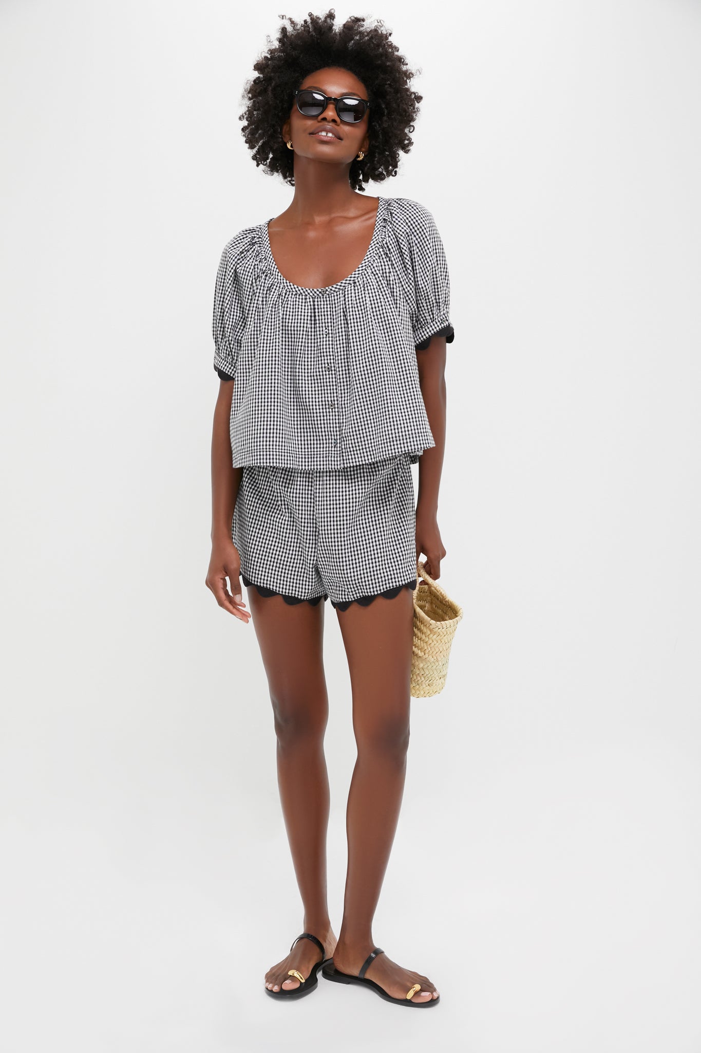 Black Gingham Ric Rac Tully Top