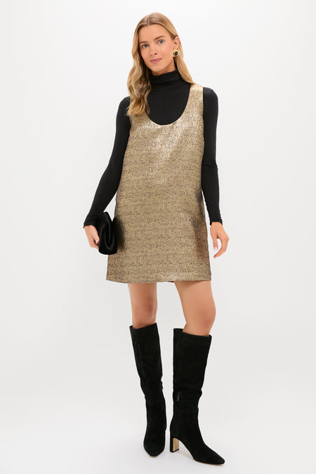 Gold Textured Jacquard Mollie Dress