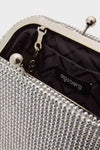 Silver Ela Crystal Mesh Clutch