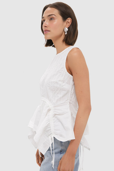 White Camden Cotton Poplin Tank Top