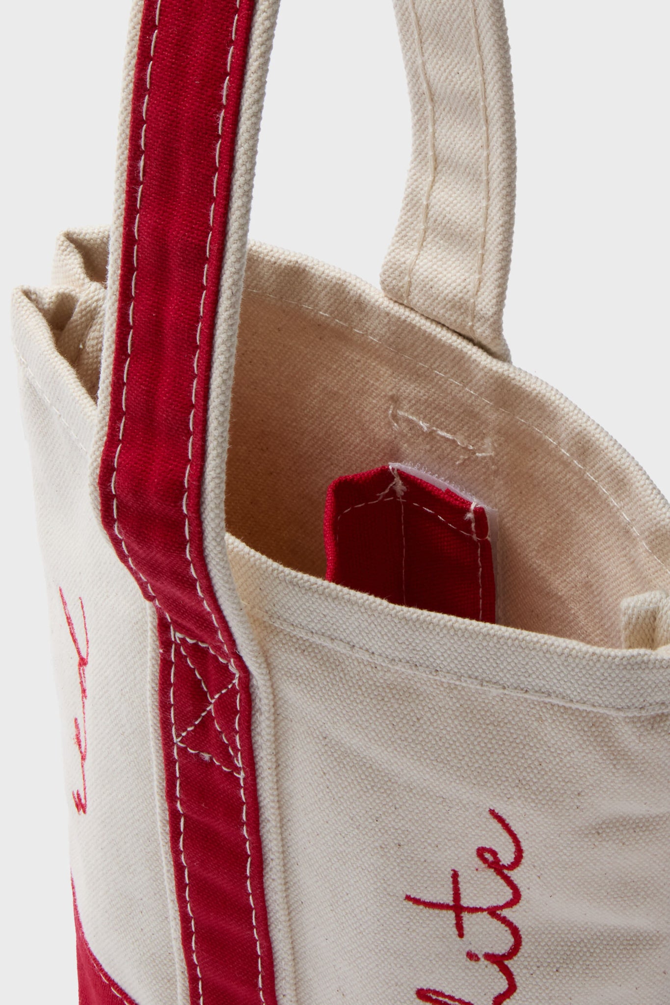 Red Embroidered Wine Tote