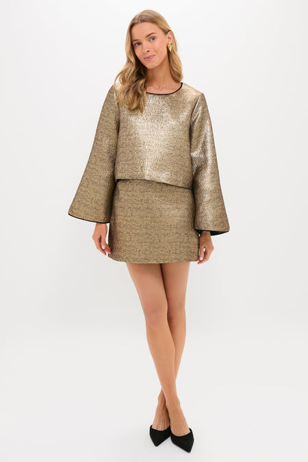 Gold Textured Jacquard Maxine Top