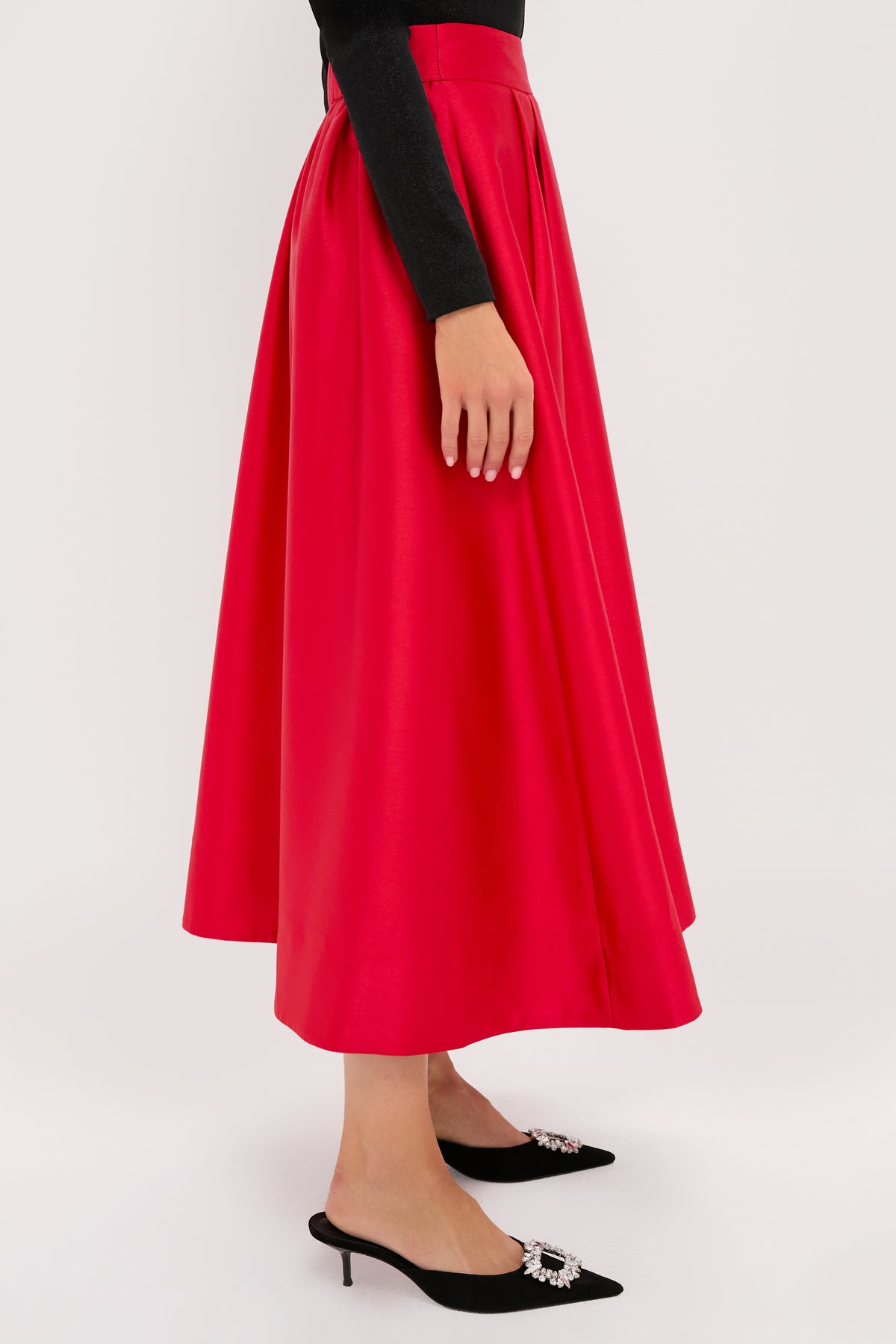 Red Dupioni Kendall Skirt