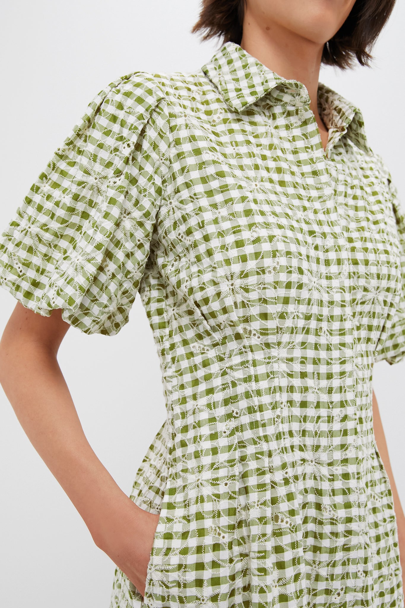 Embroidered Floral Green Gingham Mini Delaney Dress | Tuckernuck Embroidered Floral Green Gingham Mini Delaney Dress | Tuckernuck