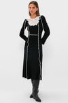 Black Vania Lace Long Sleeve Midi Knit Dress