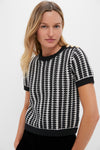 Black & White Woven Harley Short Sleeve Knit Top