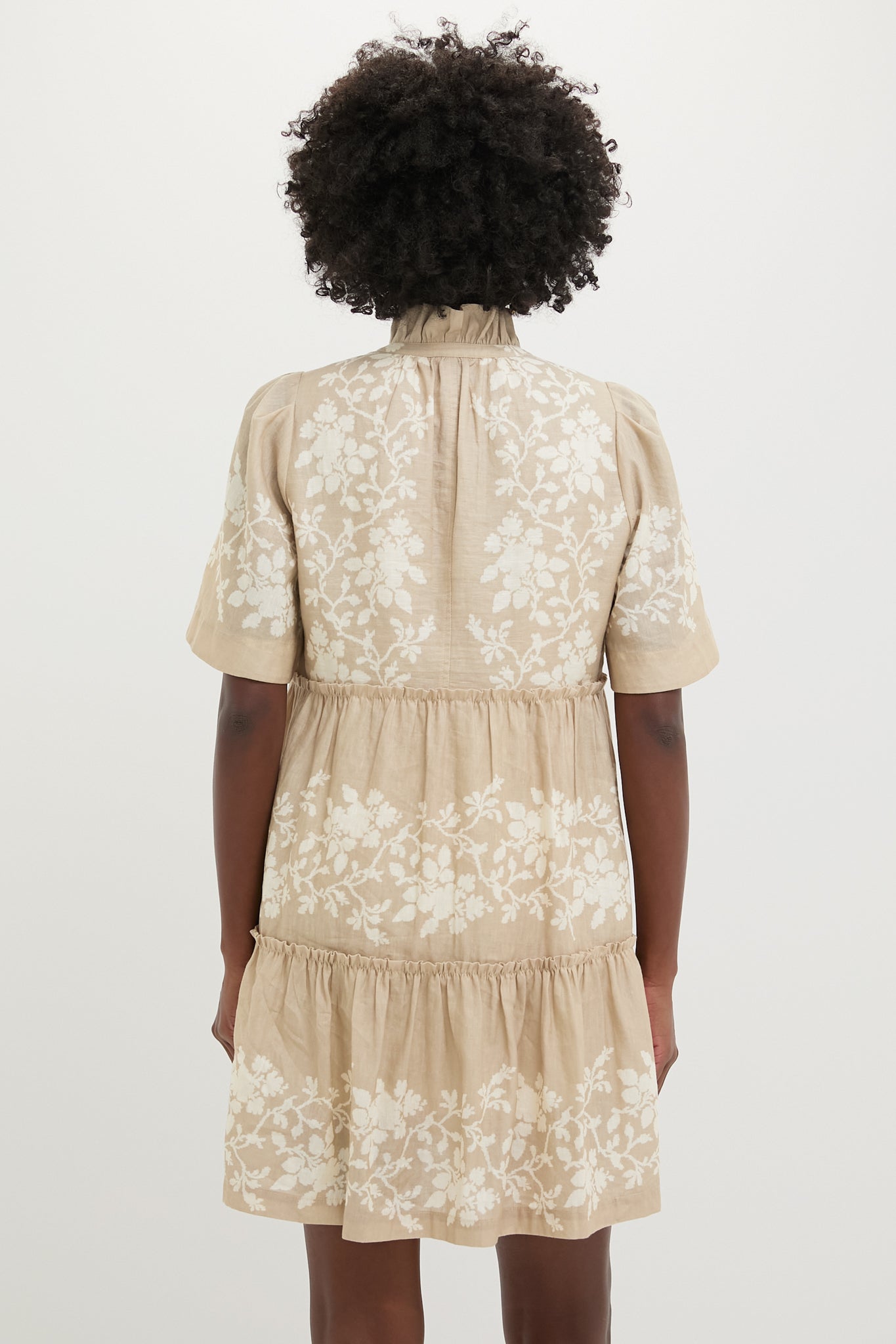 Sand Floral Stripe Crawford Dress