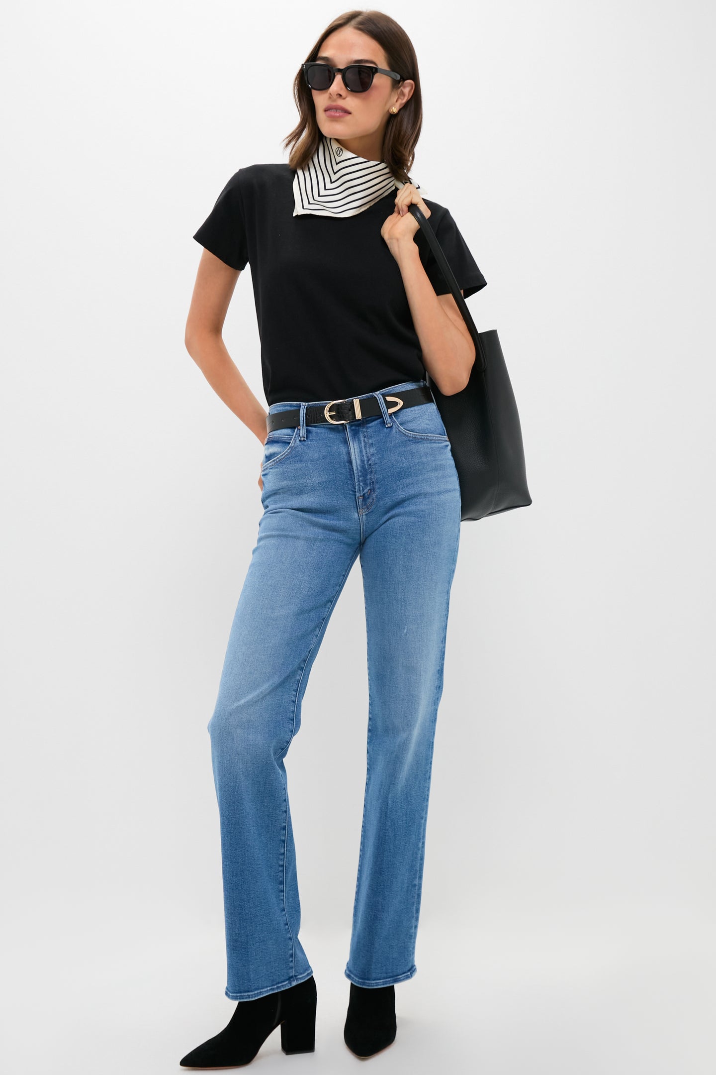 Black Croc and Gold Jeanette Belt