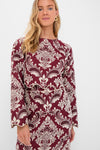 Blush Pink and Burgundy Bicolor Jacquard Waves Long Sleeve Top