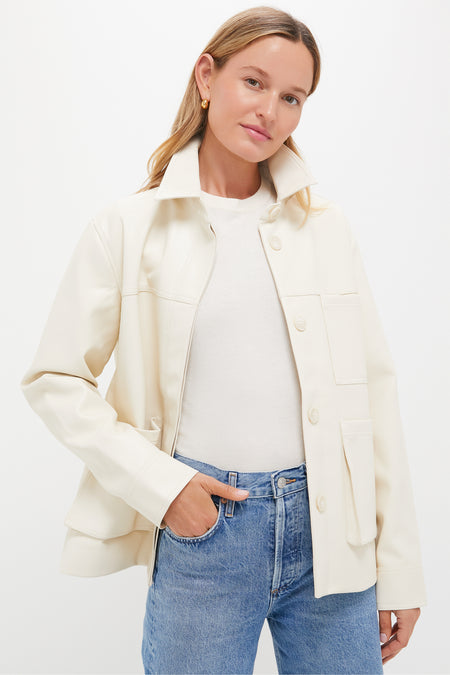Ivory Telsey Faux Leather Jacket