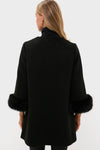 Black Wool Fur Cuff Harlan Coat