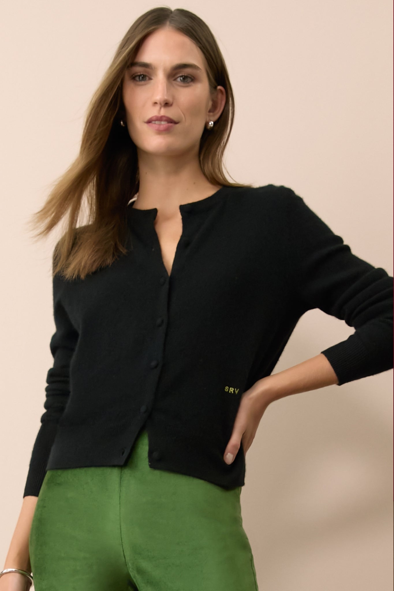 Black Cashmere Riley Cardigan