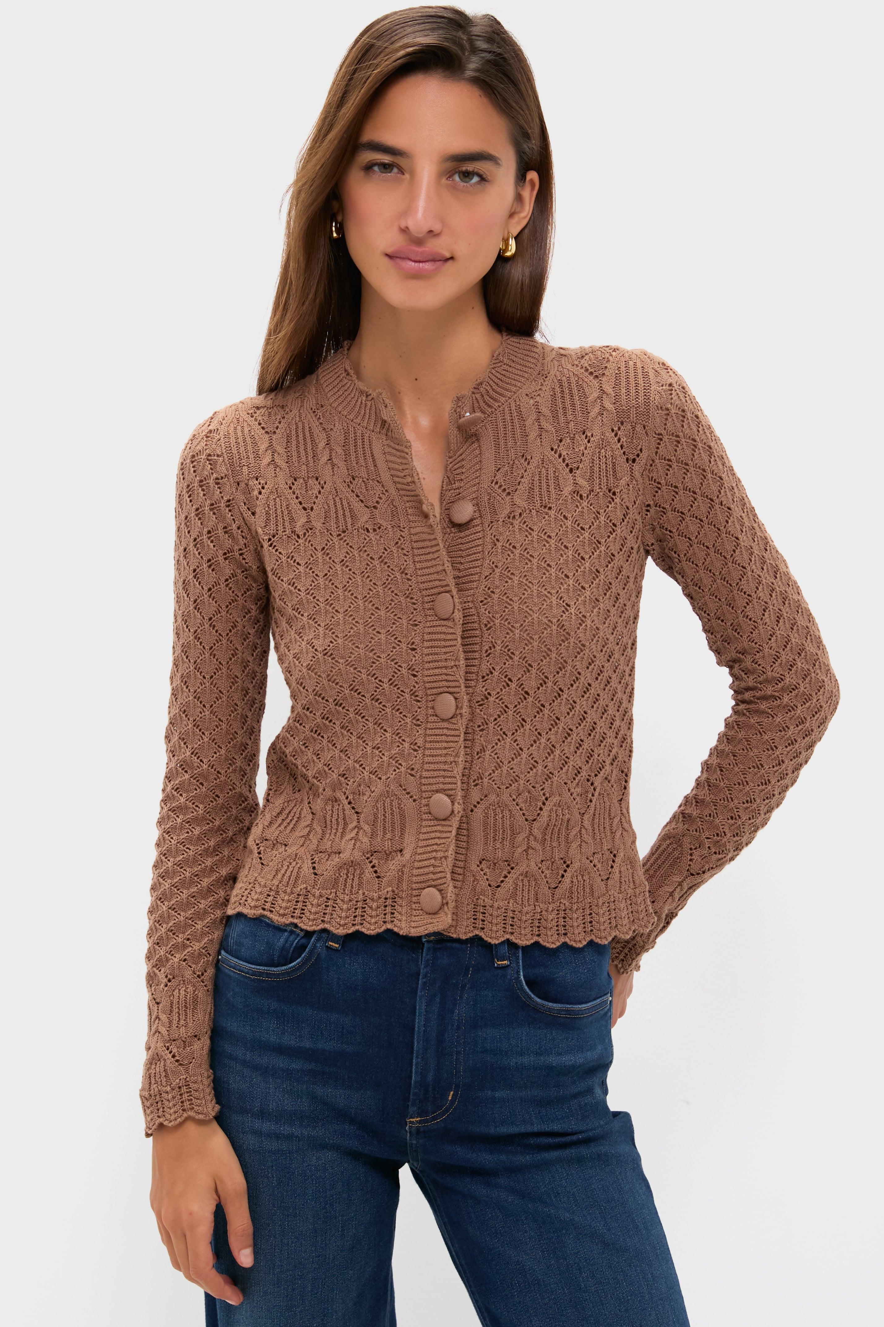 Mocha Pointelle Capucine Cardigan