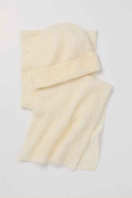 Cream Cashmere Hat and Scarf Set