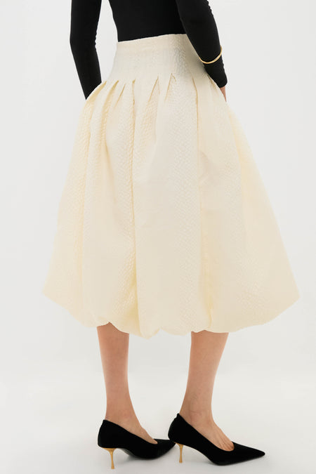Cream Fayetta Embossed Bubble Skirt