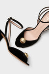 Black Velvet Jewel Heel