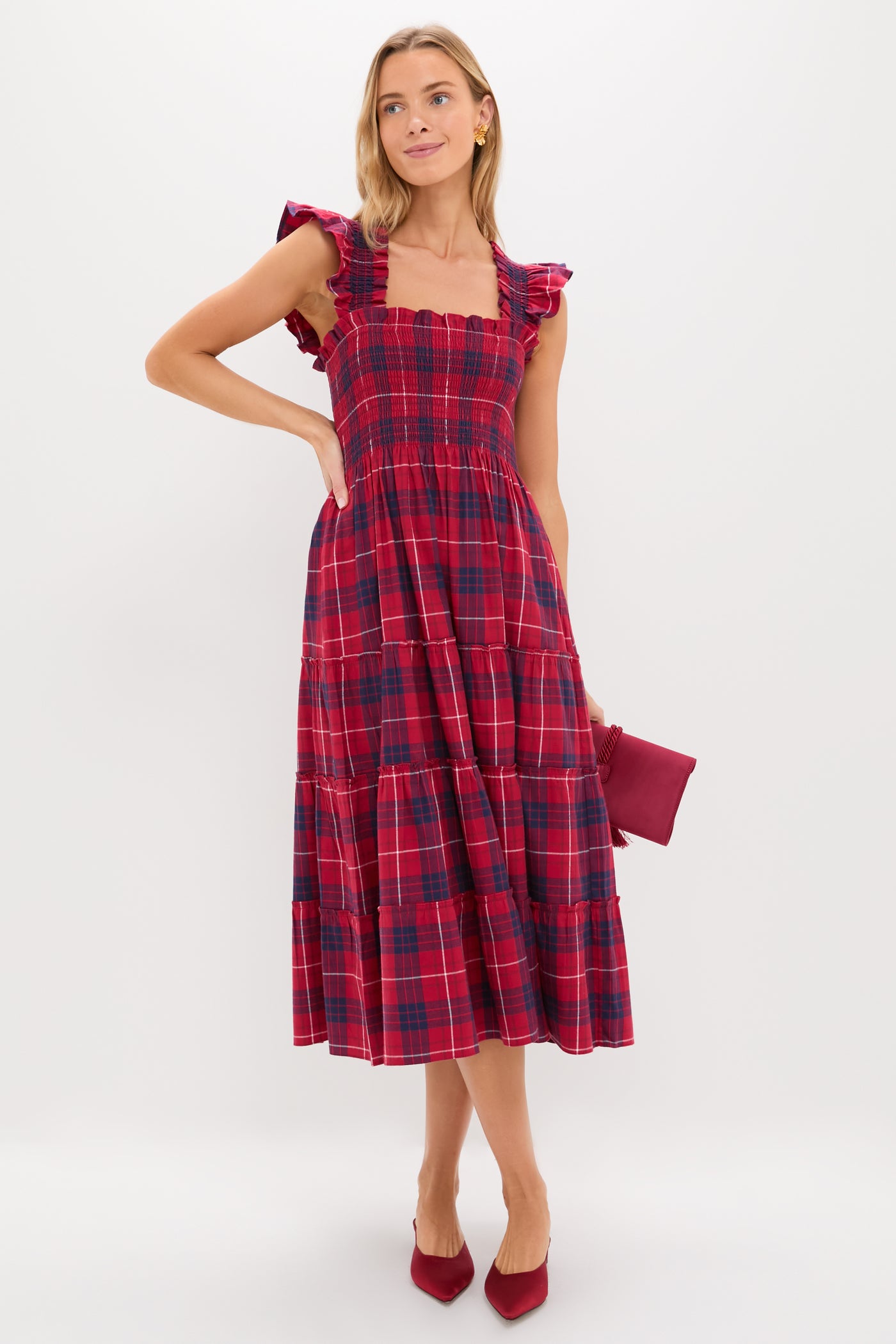 Hill House Home Cherry Tartan Ellie Nap Dress Cherry Tartan / L