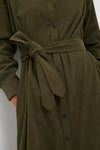 Olive Wide Wale Corduroy Tara Shirt Dress