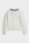 Long-Sleeve Lightweight Seasonal Terry Ruffle Collared Sweatshirt