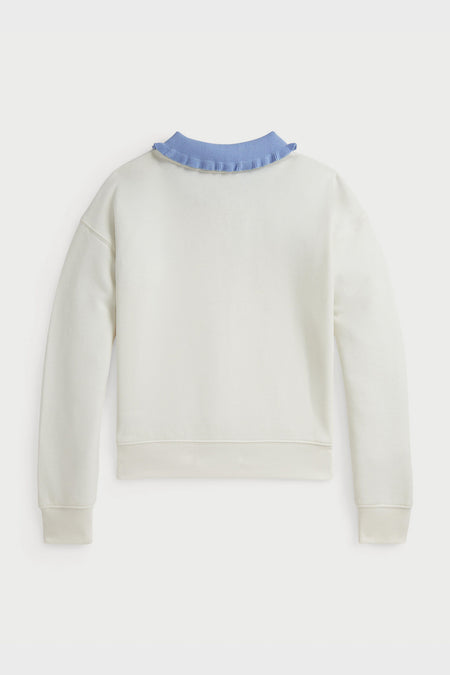 Long-Sleeve Lightweight Seasonal Terry Ruffle Collared Sweatshirt