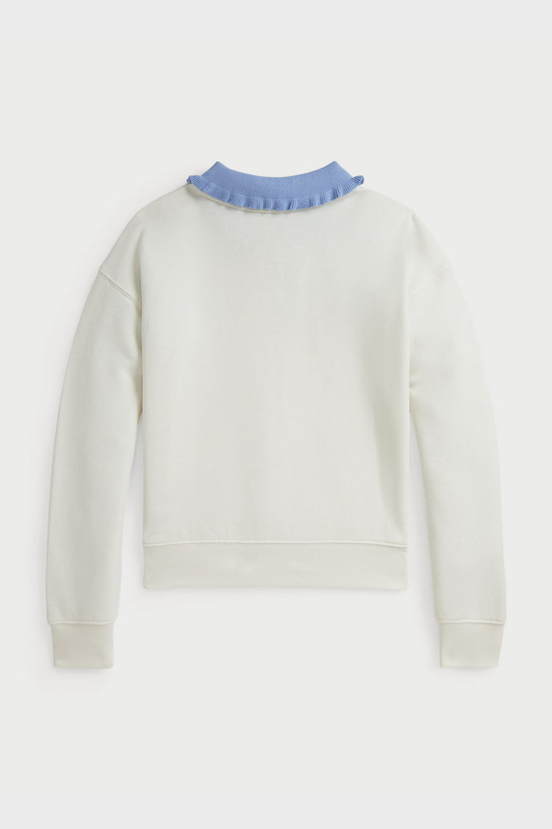 Long-Sleeve Lightweight Seasonal Terry Ruffle Collared Sweatshirt