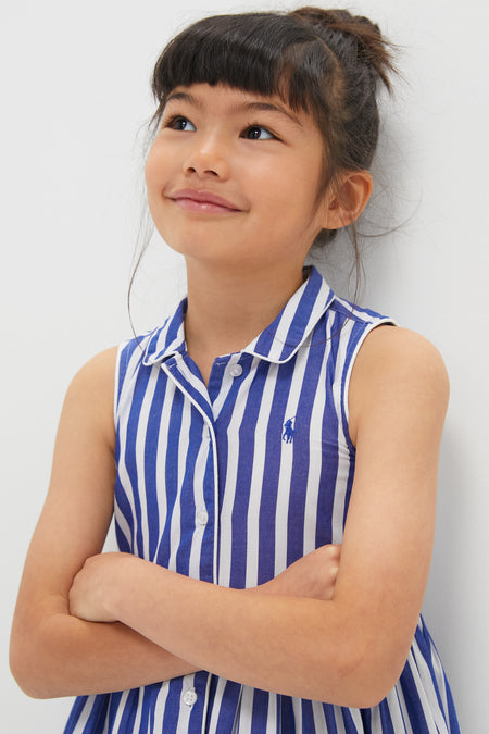 Sleeveless Cotton Striped Shirt Dress