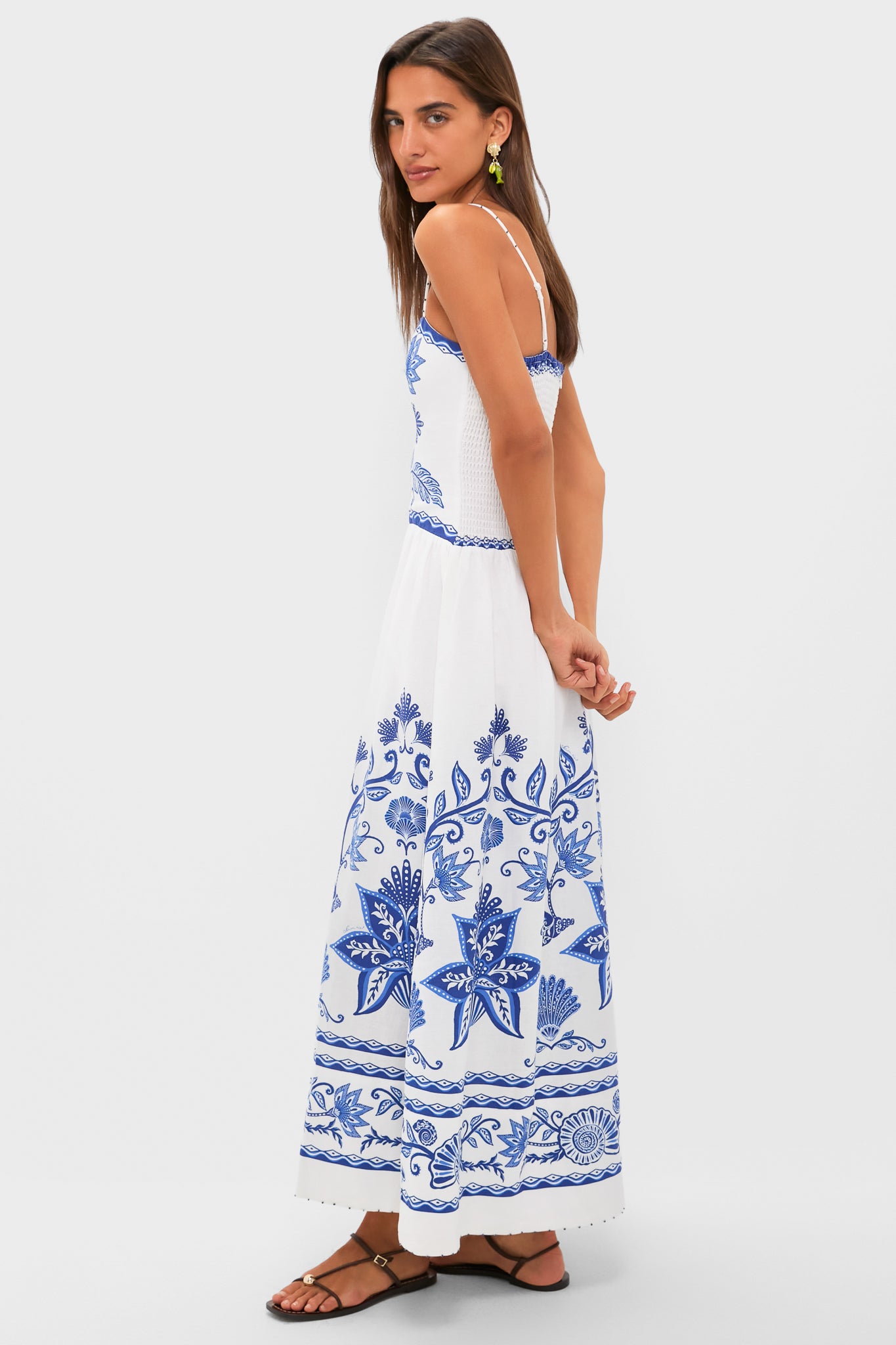 Shell Garden Off-White Sleeveless Midi Dress | Farm Rio Shell Garden Off-White Sleeveless Midi Dress | Farm Rio