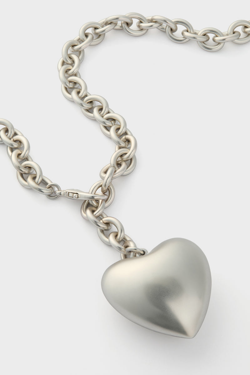 Silver Puffy Heart Necklace