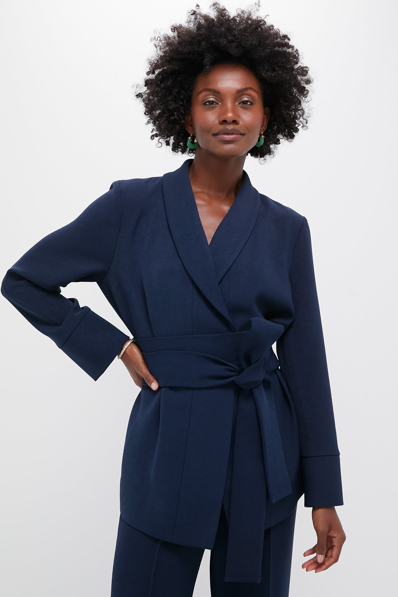 Navy Crepe Talia Wrap Blazer | Tuckernuck