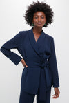 Navy Crepe Talia Wrap Blazer