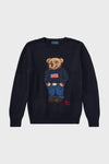 Boys Long-Sleeve Flag Bear Crewneck Sweater