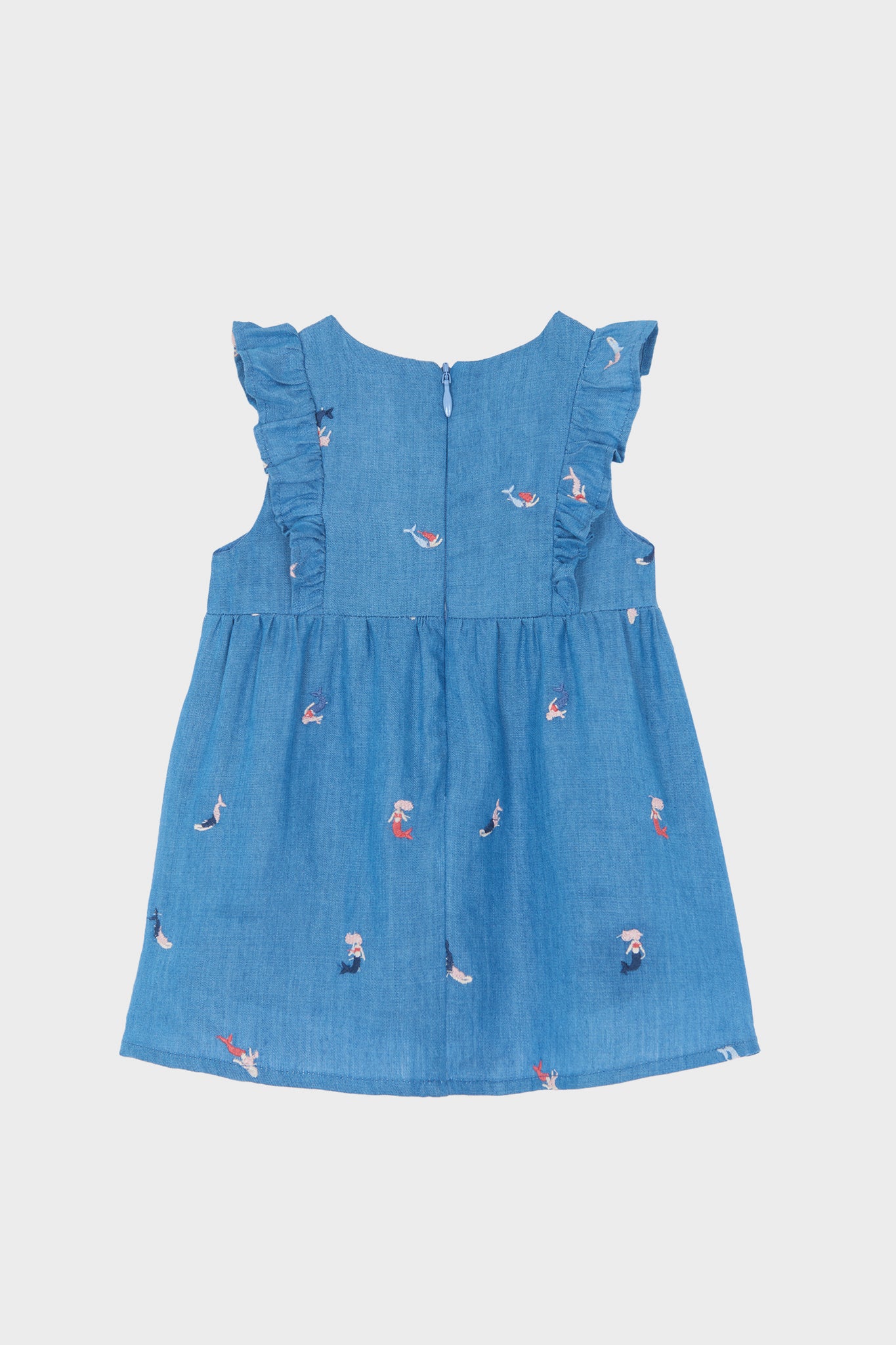 Chambray Mermaid Embroidered Dress