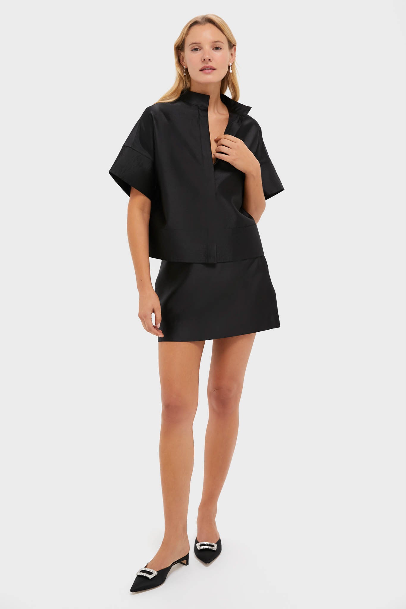Black Dupioni Opal Straight Mini Skirt | Tuckernuck