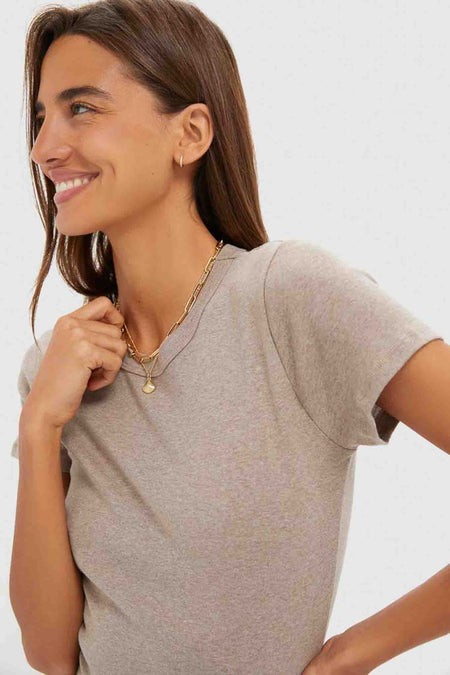 Beige Melange Nando Slim Fit Tee