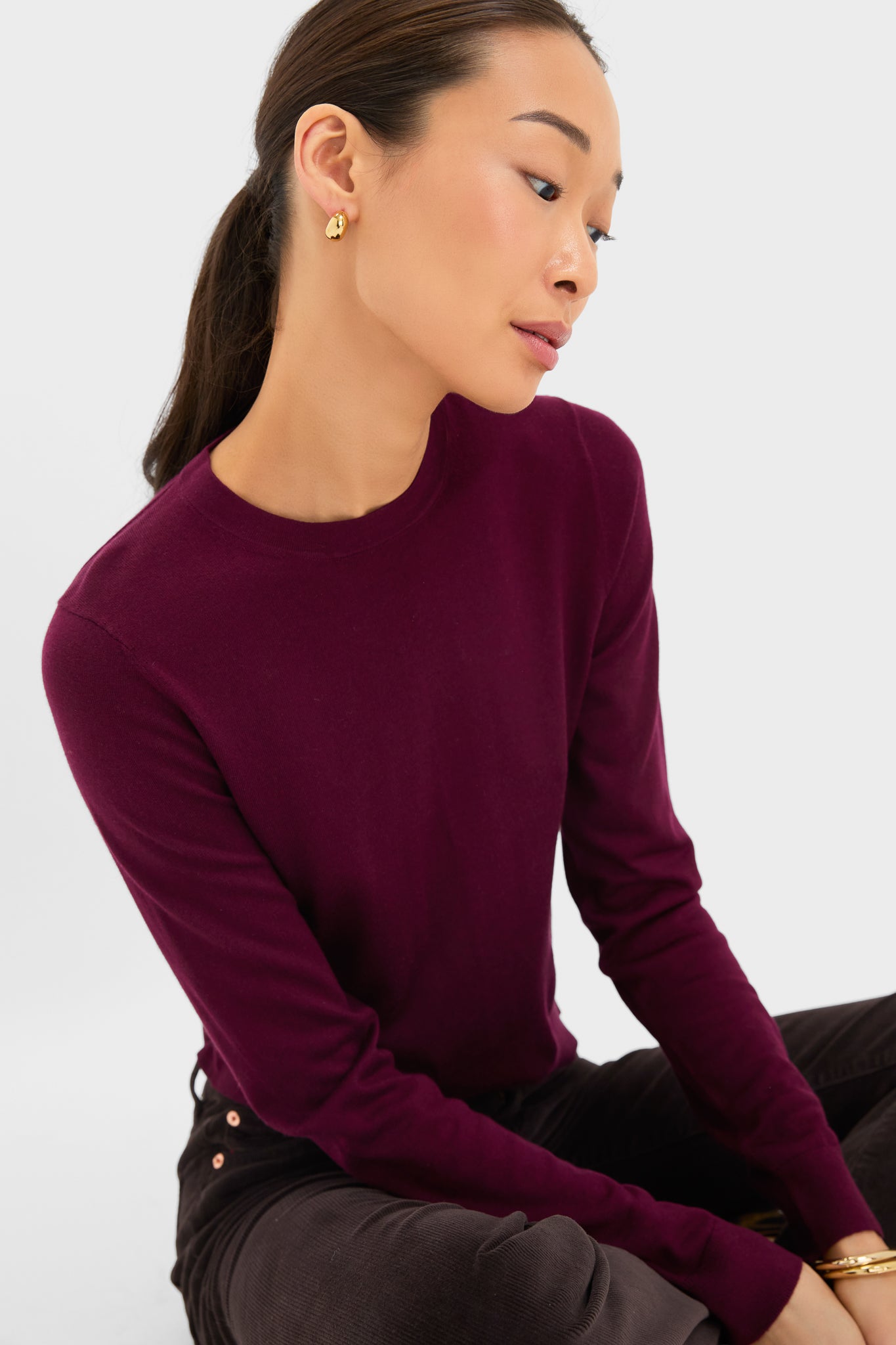 Winetasting Cashmere Silk Long Sleeve Katie Tee