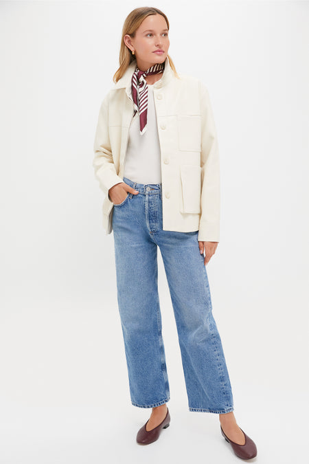 Ivory Telsey Faux Leather Jacket