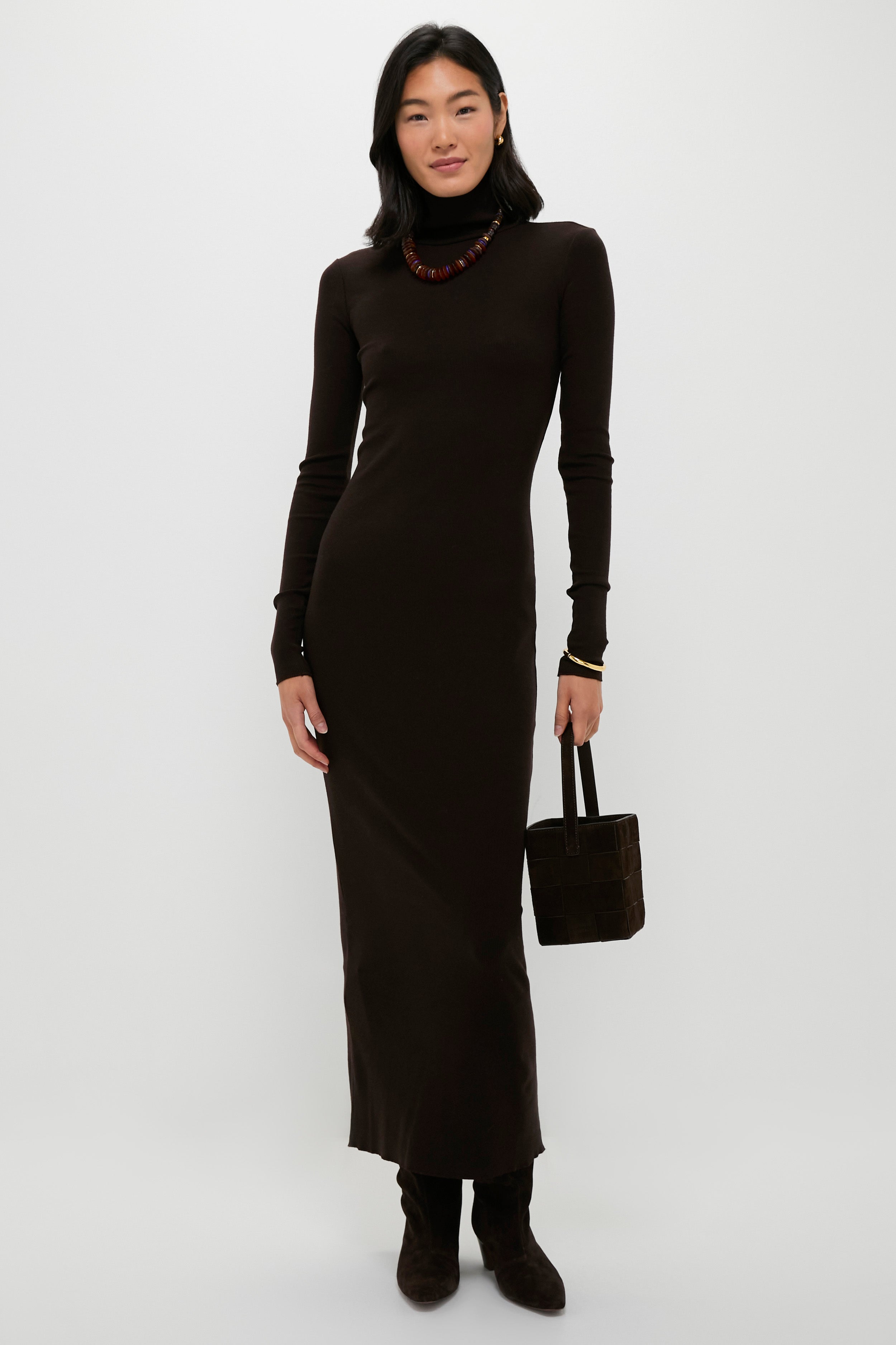 lauren ralph lauren cotton blend turtleneck dress Ralph Lauren Tie-Front Turtleneck Dress - Camel