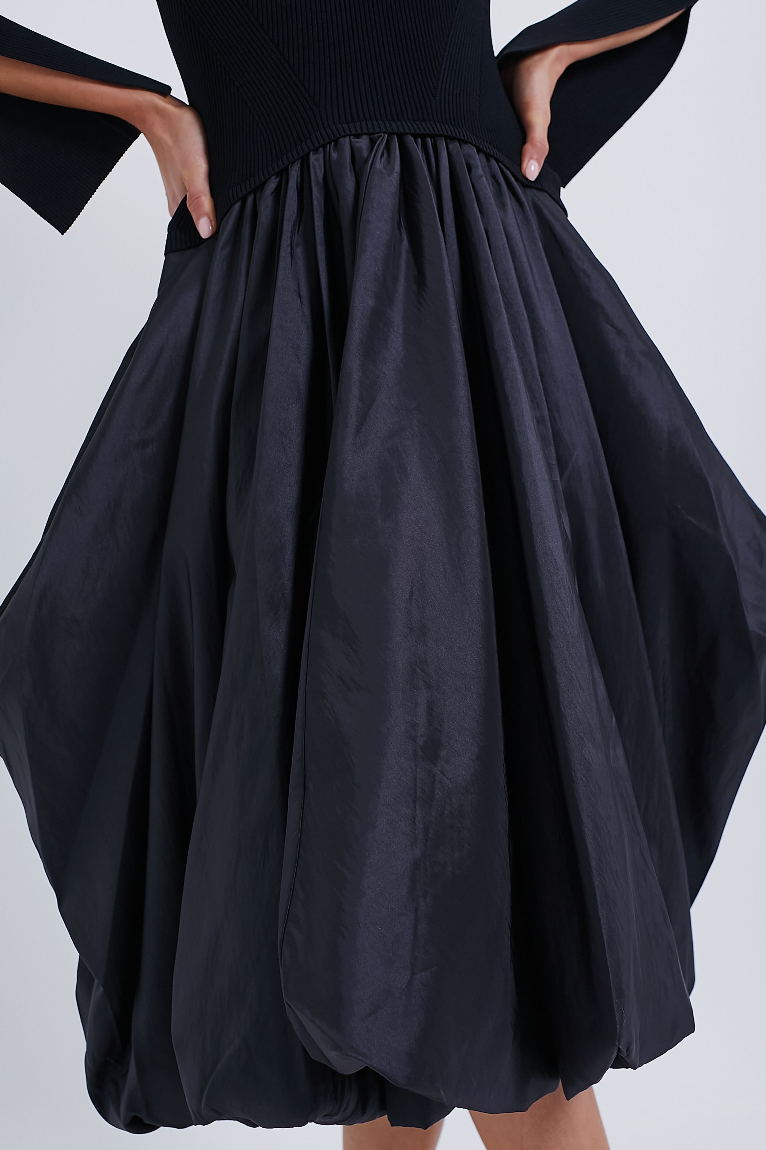 Black Kenlie Long Sleeve Mock Neck Midi Dress | SIMKHAI